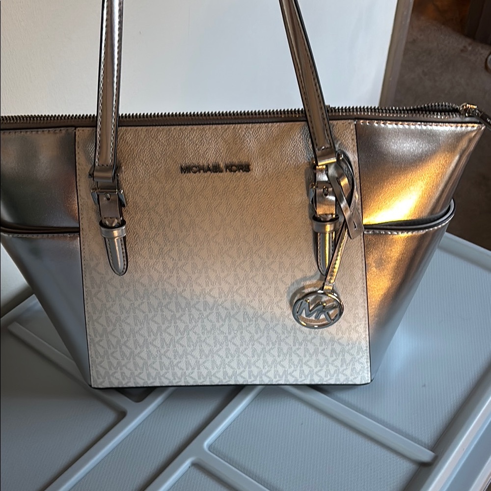 Michael Kors Metallic Silver Tote NWT